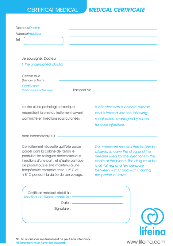 international travel health certificate